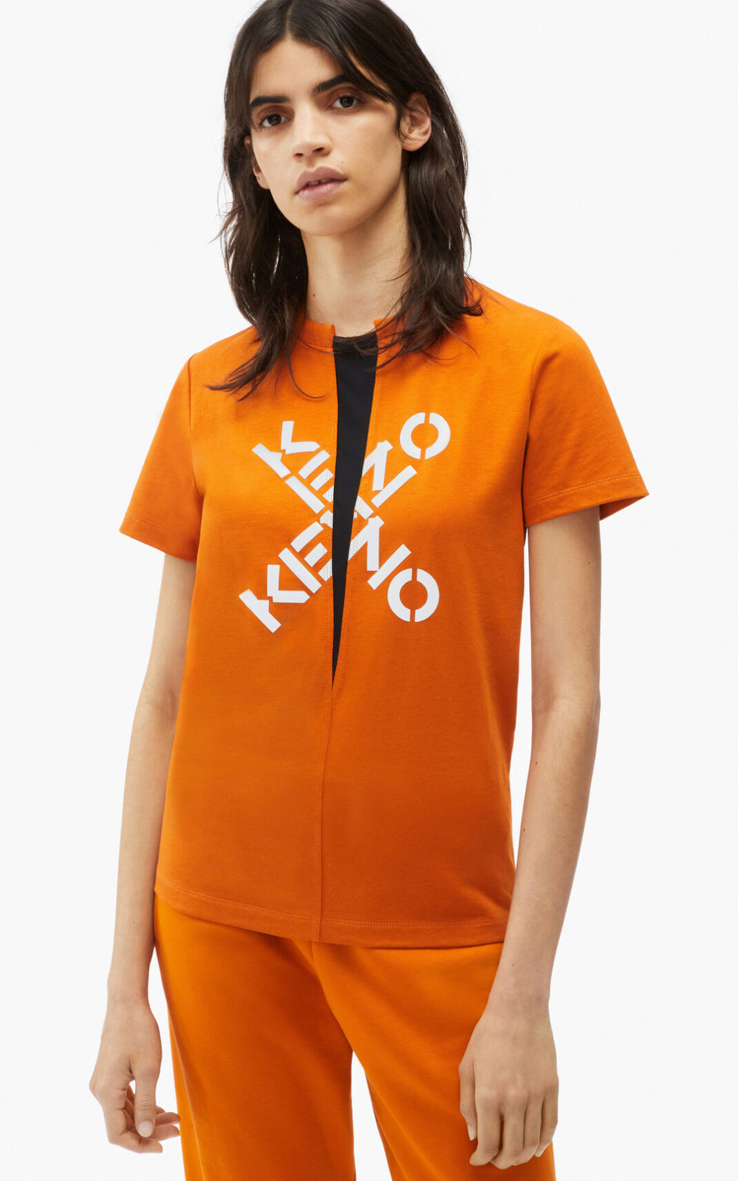 Camisetas Kenzo Big X Sport Mujer Naranjas Oscuro KUR349508